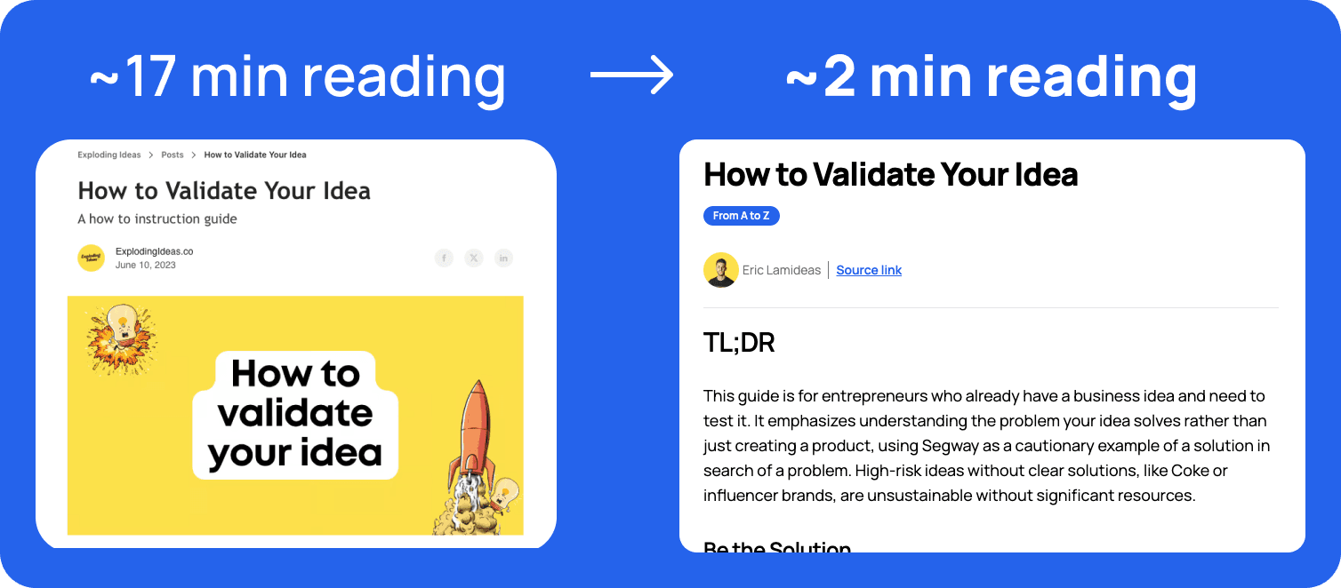 From 16 min reading article to 2 min TL;DR reading.